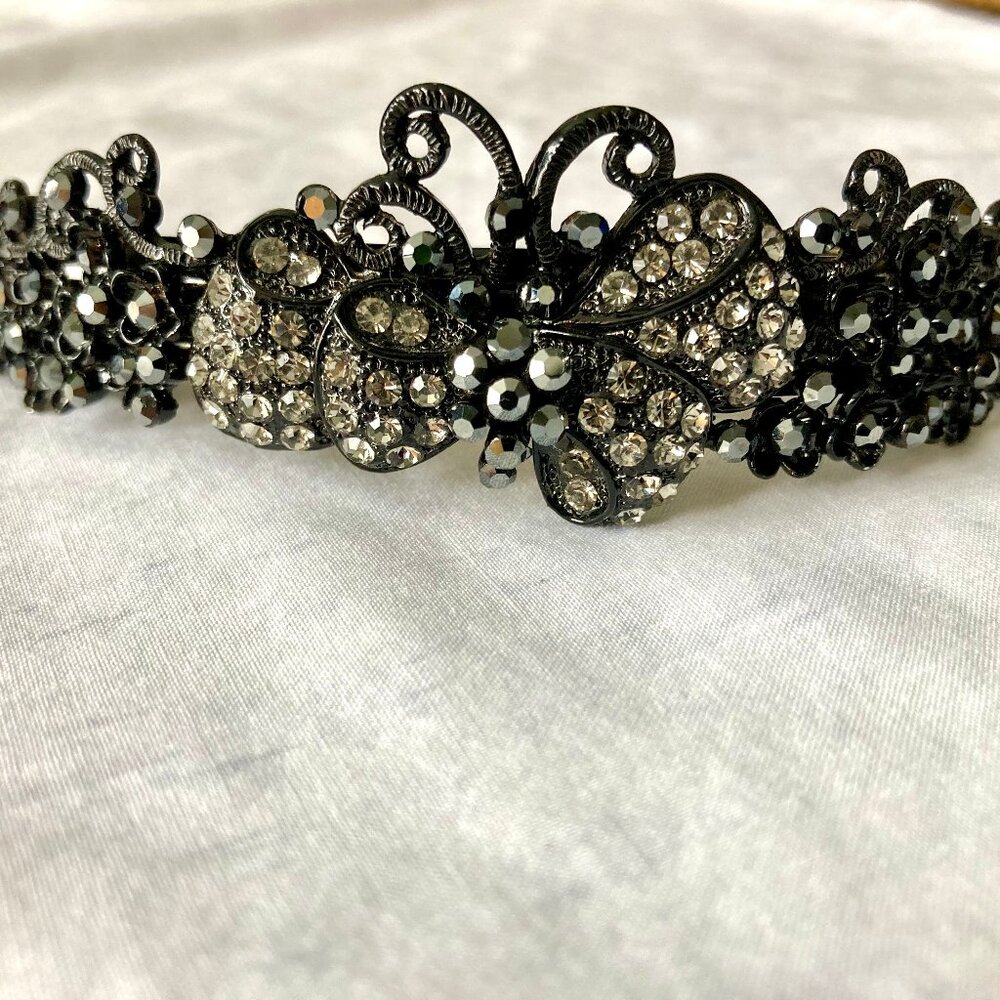 Crystal Rhinestone Encrusted Fancy Barrette Clip for Formal Occasions